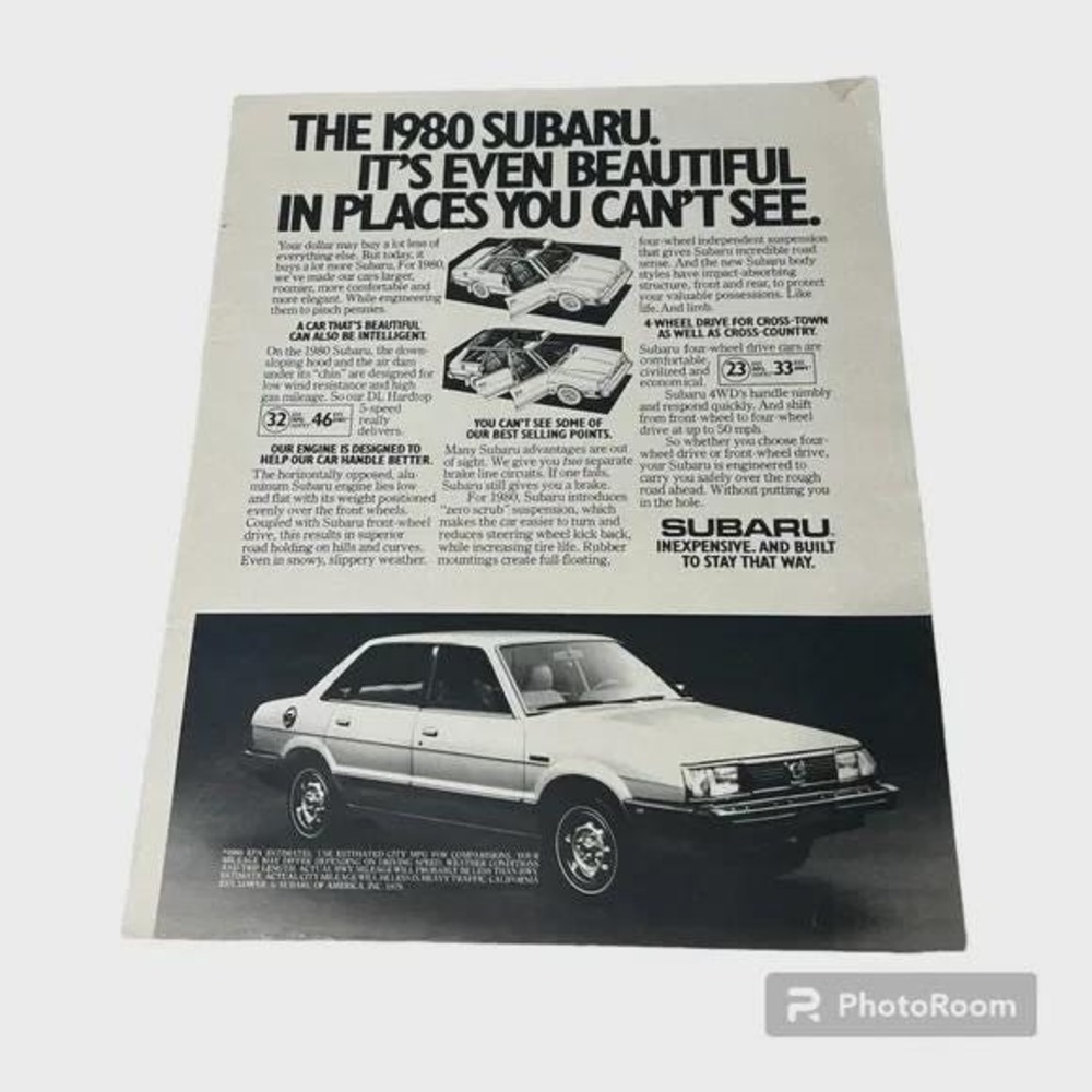 1980 Subaru It's Even Beautiful Original Vintage Print Ad